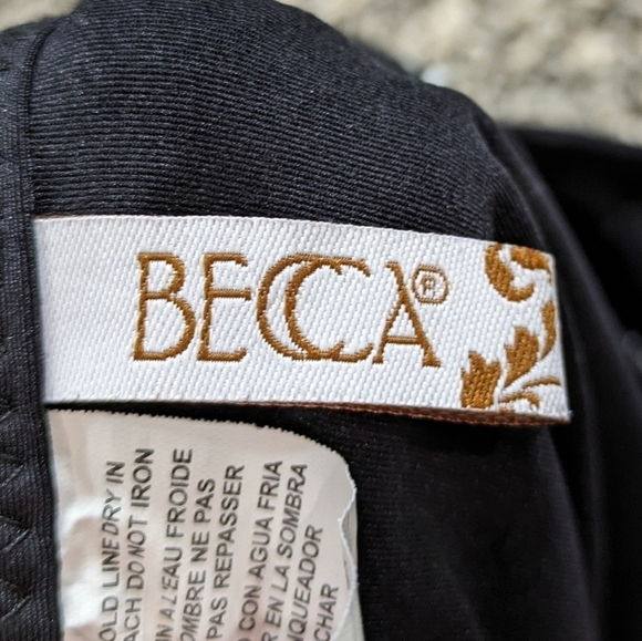 Becca black white mesh semi sheer low cut one piece swimsuit M - Picture 10 of 13